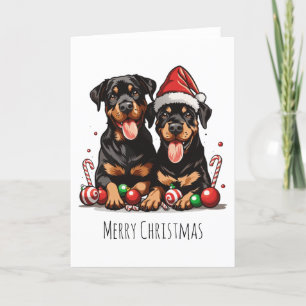 Vrolijk Kerstfeest Rottweiler Dog Santa Feestdagen Kaart