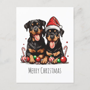 Vrolijk Kerstfeest Rottweiler Dog Santa Feestdagenkaart