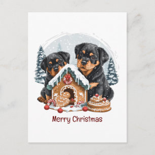 Vrolijk Kerstfeest Rottweiler Honden Gingerbread H Briefkaart