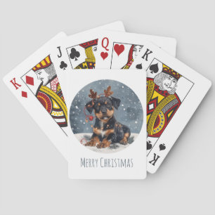 Vrolijk Kerstfeest Rottweiler Hondenrendier Pokerkaarten