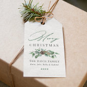 Vrolijk kerstfeest Roustic Winter Greenery Wood Fa Cadeaulabel