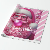 Vrolijk Kerstfeest Roze Bubble Gum | Aangepaste be Cadeaupapier (Uitgerold)
