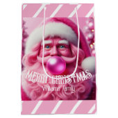 Vrolijk Kerstfeest Roze Bubble Gum | Aangepaste be Medium Cadeauzakje (Achterkant)