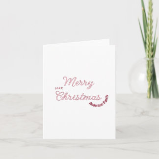 vrolijk kerstfeest roze familienaam 20xx pastel mo feestdagen kaart