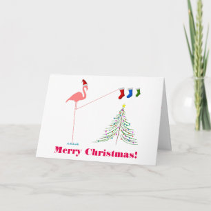 vrolijk kerstfeest! - Roze flamingo silhouet Feestdagen Kaart