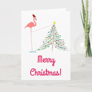 vrolijk kerstfeest! - Roze flamingo silhouet Feestdagen Kaart