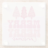 Vrolijk Kerstfeest - Roze Vakantie Ontwerp Glazen Onderzetter (Achterkant)