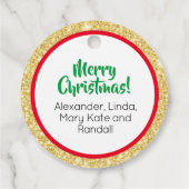 Vrolijk kerstfeest Rudolph Gold Glitter Gift Label (Achterkant)