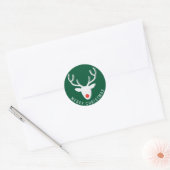 Vrolijk kerstfeest | Rudolph Reindeer Ronde Sticker (Envelop)