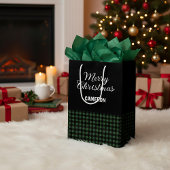 Vrolijk Kerstfeest Rustic Green & Black Buffalo Pl Medium Cadeauzakje