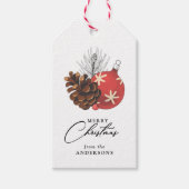 Vrolijk Kerstfeest Rustiek  Ornament Custom Cadeaulabel (Voorkant)