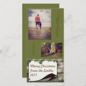 Vrolijk Kerstfeest Rustieke Groene Pine Boughs Feestdagenkaart (Voorkant / Achterkant)