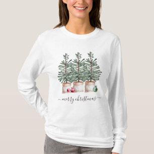 Vrolijk Kerstfeest Rustieke kerstbomen T-shirt