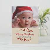 Vrolijk Kerstfeest Rustieke Vakantie Foto Afbeeldi Feestdagenkaart (Staand voorkant)