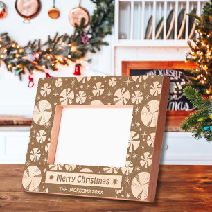 Vrolijk Kerstfeest rustieke vakantiefoto houten ge Gegraveerde Lijstjes