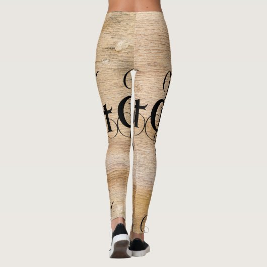 Vrolijk kerstfeest Rustisch hout Leggings (Achterkant)