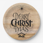 Vrolijk kerstfeest Rustisch hout Papieren Bordje (Voorkant)