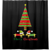 Vrolijk Kerstfeest (Santa Dogs) Douchegordijn (Voorkant)