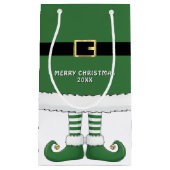 Vrolijk Kerstfeest Santa Elf Holiday Green Klein Cadeauzakje (Voorkant)