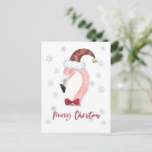 Vrolijk Kerstfeest Santa Flamingo Briefkaart (Staand voorkant)