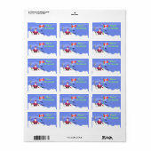 Vrolijk Kerstfeest Santa in Canada Cadeau Label (Full Sheet)