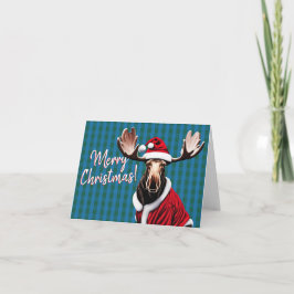 Vrolijk kerstfeest, Santa Moose! feestdagenkaart Bedankkaart