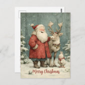 Vrolijk Kerstfeest Santa & Reindeer Briefkaart (Voorkant / Achterkant)