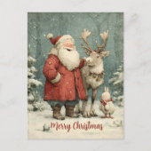 Vrolijk Kerstfeest Santa & Reindeer Briefkaart (Voorkant)