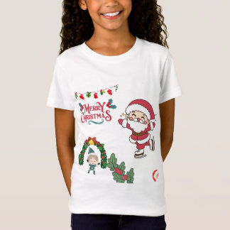 Vrolijk Kerstfeest Santa Skater Kinder Vakantie Fu T-shirt
