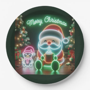 Vrolijk kerstfeest Santa Teddy Papieren Bordje