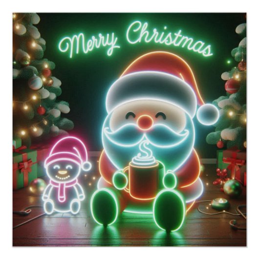 Vrolijk Kerstfeest Santa Teddy Poster Perfect Poster (Voorkant)