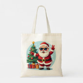 vrolijk kerstfeest | Santa & Tree Design Tote Bag (Achterkant)