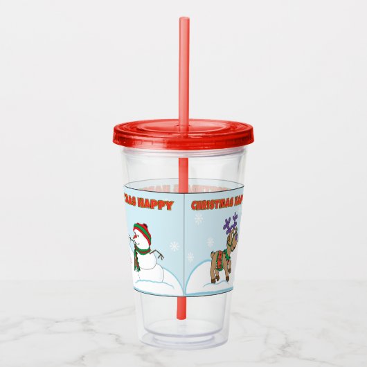 Vrolijk kerstfeest Santa's rendieren Acryl Drinkbeker (Rechts)