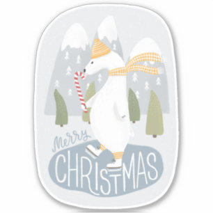 vrolijk kerstfeest. Schattig polar beer vakantie s Sticker