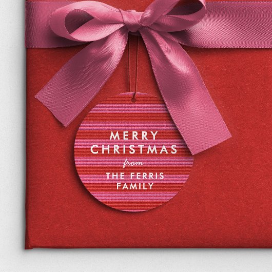 Vrolijk Kerstfeest schattig rood roze streep vakan Bedankjes Labels