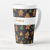 Vrolijk Kerstfeest Schattige Gingerbread Pine Tree Latte Mok (Rechterhoek)