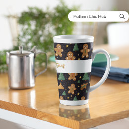 Vrolijk Kerstfeest Schattige Gingerbread Pine Tree Latte Mok