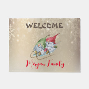Vrolijk kerstfeest, Schattige gnomen Sleigh Deurmat