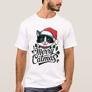 Vrolijk kerstfeest! Schattige Kerstkat Holly Charm T-shirt
