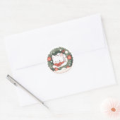 Vrolijk Kerstfeest Schattige Kitty Cat Ronde Sticker (Envelop)