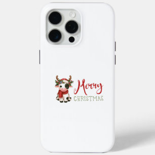 Vrolijk kerstfeest schattige koe iPhone 15 pro max hoesje