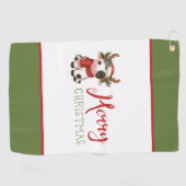 Vrolijk kerstfeest schattige koe golfhanddoek (Horizontaal)