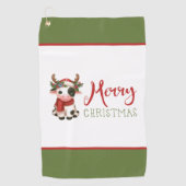 Vrolijk kerstfeest schattige koe golfhanddoek (Voorkant)