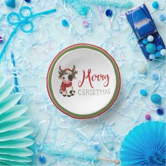 Vrolijk kerstfeest schattige koe papieren kommen (Feest)