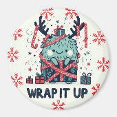 Vrolijk Kerstfeest Schattige monstercadeau verpakt Magneet (Voorkant)