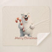 Vrolijk Kerstfeest Schattige Polar Beer Design Sherpa Deken (Voorkant (horizontaal))