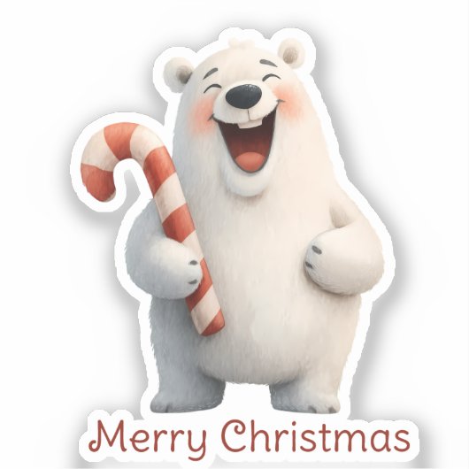 Vrolijk Kerstfeest Schattige Polar Beer Design Sticker (Voorkant)