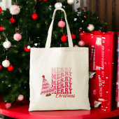 Vrolijk kerstfeest schattige roze canvas tas
