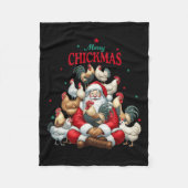 Vrolijk kerstfeest Schattige Santa Chicken Christm Fleece Deken (Voorkant)