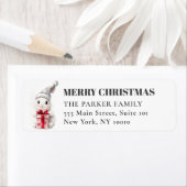 vrolijk kerstfeest! Schattige, witte konijn Santa  Etiket (Insitu)